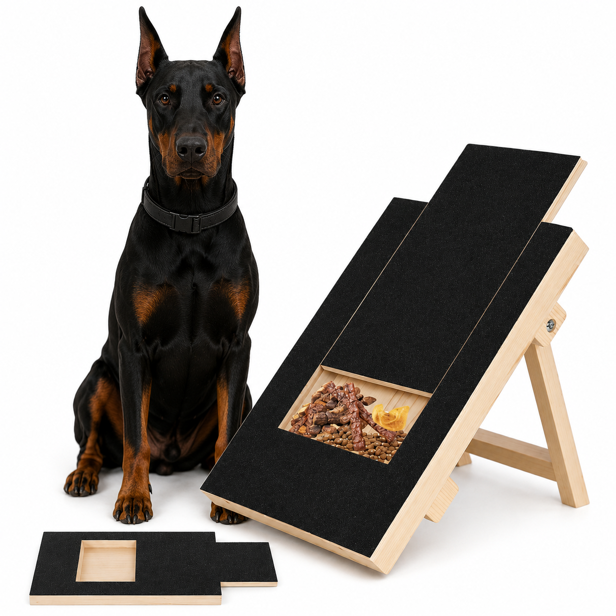 Wooden Dog Nail Scratch Board with Treat Box