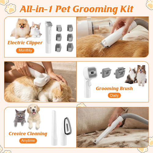 2.5L Pet Grooming Vacuum Kit for Dogs & Cats