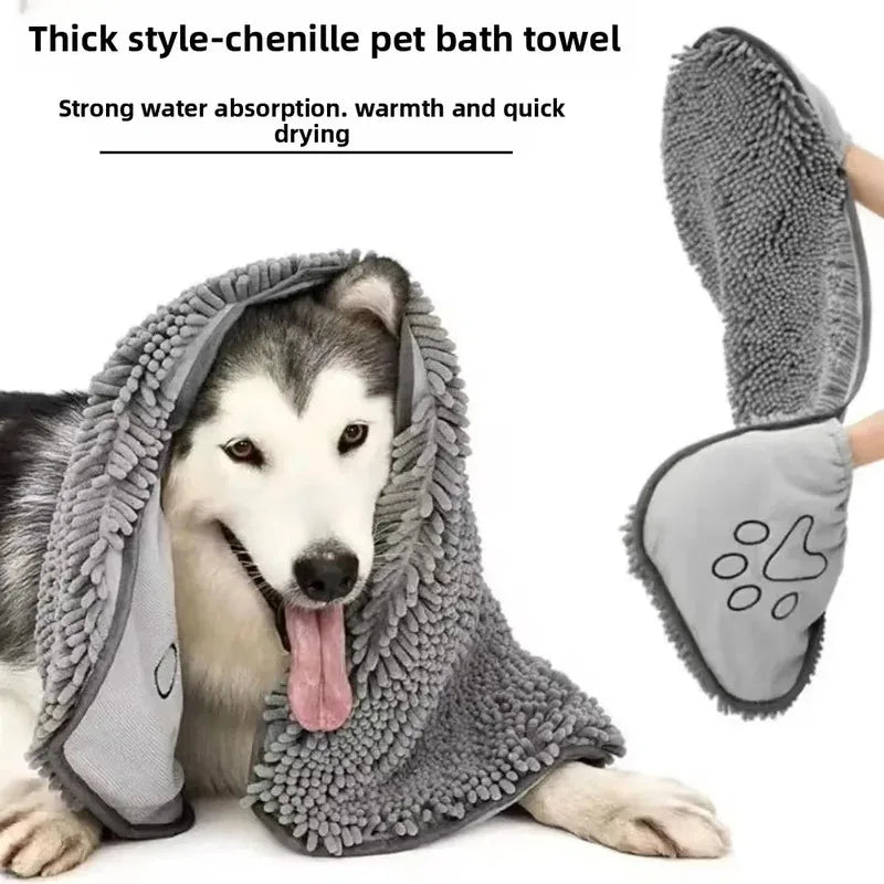 1pc Super Absorbent Pet Bath Towel Quick-drying Cat Towels Convenient Soft Bath Robe Dry Pet Cleaning Washcloth Dog Accessories